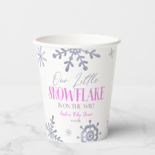 A Little Snowflake Winter Pink Birthday Party Paper Cups