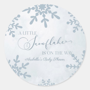 A Little Snowflake Winter Wonderland Baby Shower Classic Round Sticker