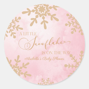 A Little Snowflake Winter Wonderland Baby Shower Classic Round Sticker