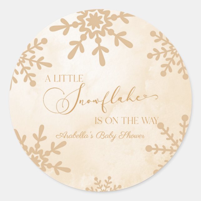 A Little Snowflake Winter Wonderland Baby Shower Classic Round Sticker (Front)