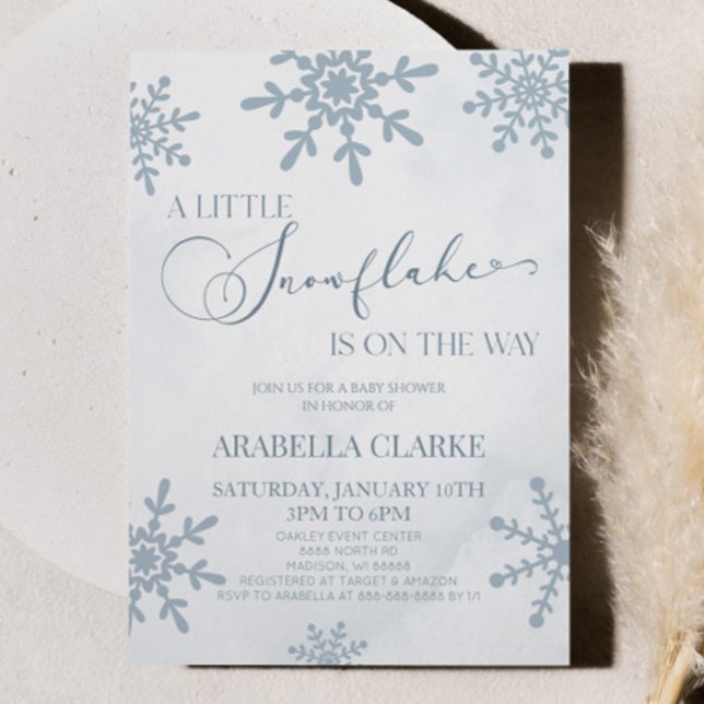 A Little Snowflake Winter Wonderland Baby Shower Invitation (Creator Uploaded)