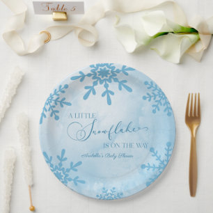 A Little Snowflake Winter Wonderland Baby Shower Paper Plate
