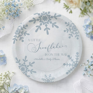 A Little Snowflake Winter Wonderland Baby Shower Paper Plate
