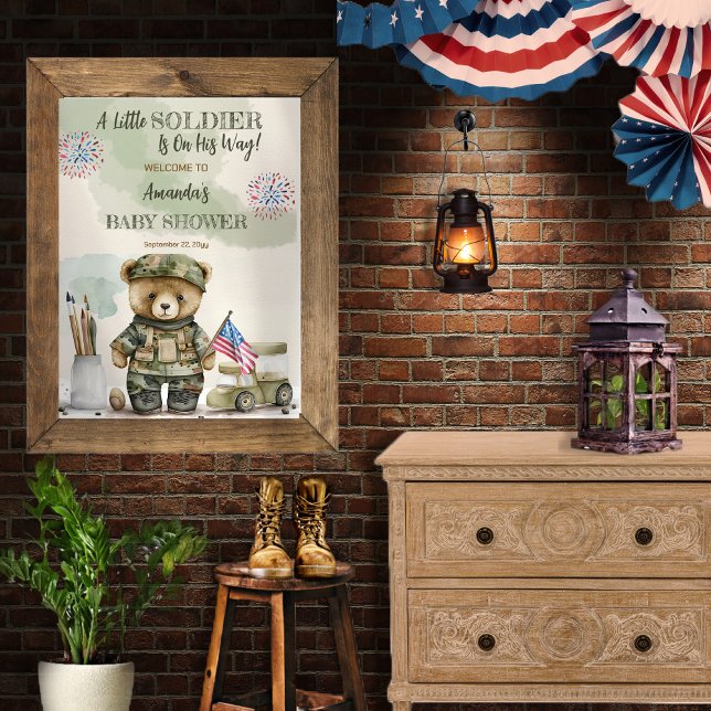 A Little Soldier Boy Teddy Bear Baby Shower Poster (Creator Uploaded)