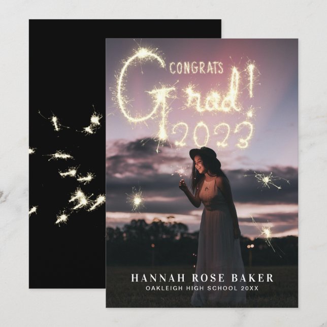 A Little Sparkle | Modern 2023 Graduation Photo Announcement (Front/Back)