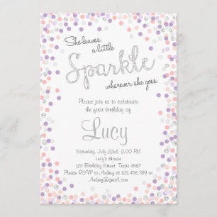 A little sparkle Silver purple birthday invitation