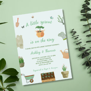 A Little Sprout Garden Plant Neutral Baby Shower Invitation