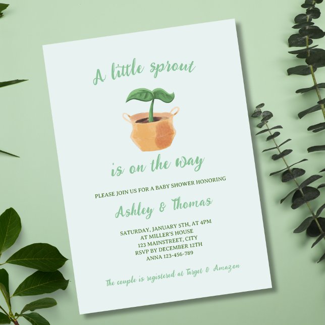 A Little Sprout Gardening Plant Baby Shower Invitation (A Little Sprout Gardening Plant Baby Shower Invitation)
