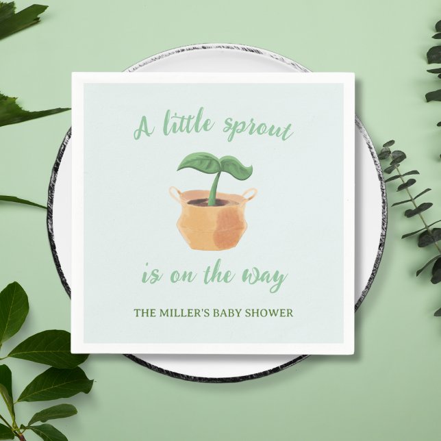 A Little Sprout Gardening Plant Baby Shower Napkin (A Little Sprout Gardening Plant Baby Shower Napkins)