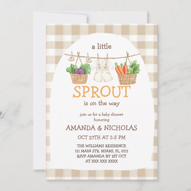 A Little Sprout Is On The Way  Baby Shower Invitation (Front)