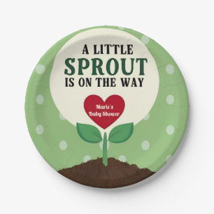A Little Sprout is on the Way Baby Shower Paper Plate