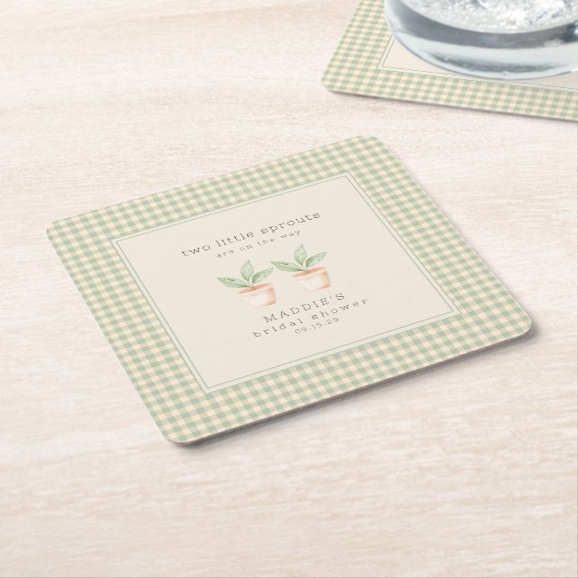 A Little Sprout is on the Way Baby Shower  Square Paper Coaster (Angled)