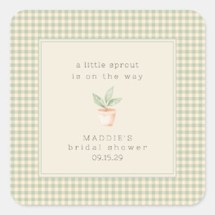A Little Sprout is on the Way Baby Shower  Square Sticker