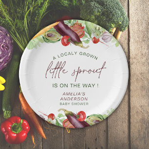 A Little Sprout Is On The Way Vege Baby Shower Paper Plate