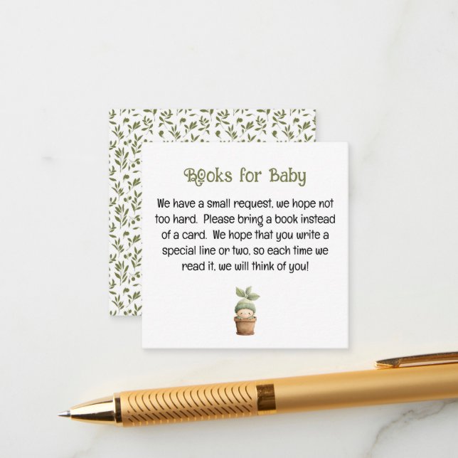 A Little Sprout on the Way Books for Baby Card (Front/Back In Situ)