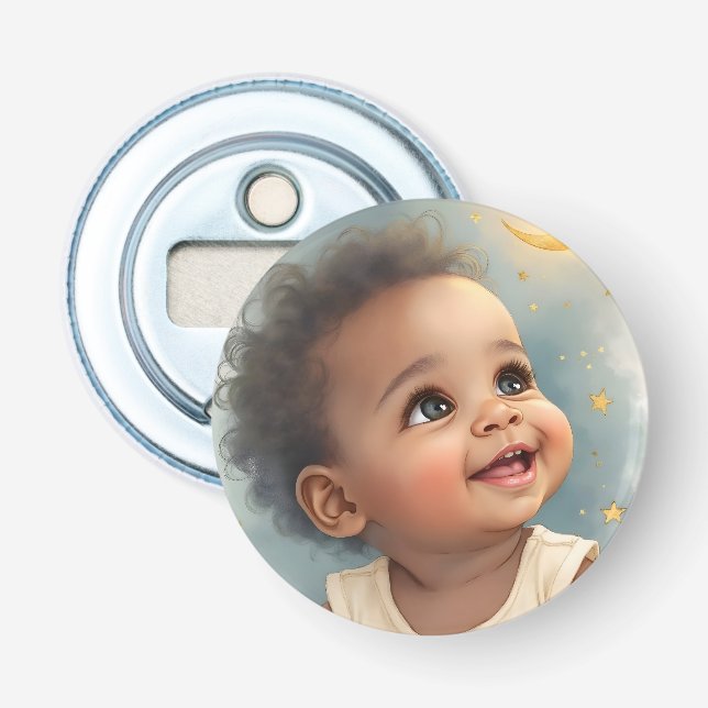 A Little Star Baby Shower Button Bottle Opener (Front)