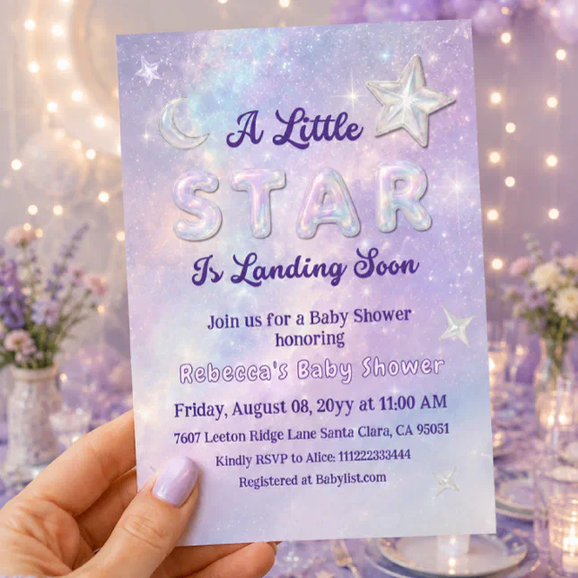 A Little Star Is Landing Celestial Baby Shower Invitation | Zazzle