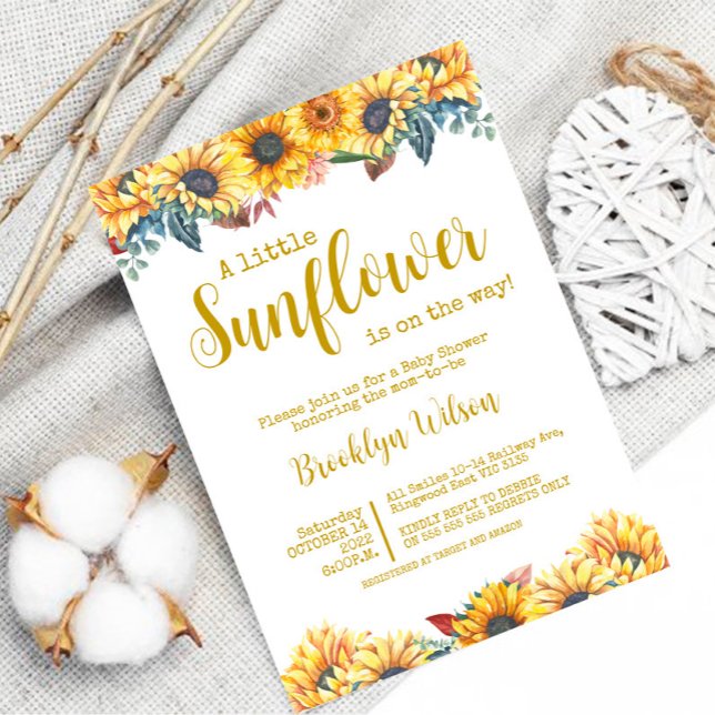 A little Sunflower Baby Shower Invitation (Creator Uploaded)