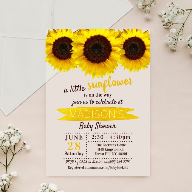 A Little Sunflower Is On The Way! Baby Shower Acrylic Invitations (Creator Uploaded)