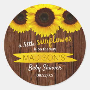 A Little Sunflower Is On The Way! Baby Shower Classic Round Sticker