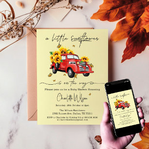 A Little Sunflower Is On The Way Baby Shower  Invitation