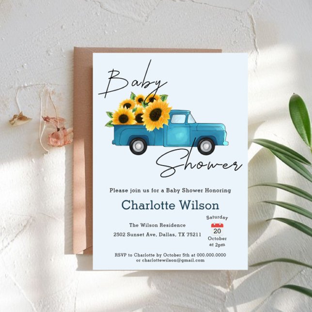 A Little Sunflower Is On The Way Baby Shower Invitation (Creator Uploaded)