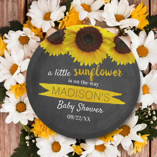 A Little Sunflower Is On The Way! Baby Shower Paper Plate
