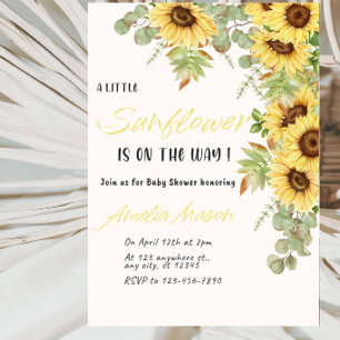 A Little Sunflower Is On The Way Baby Shower Party Invitation