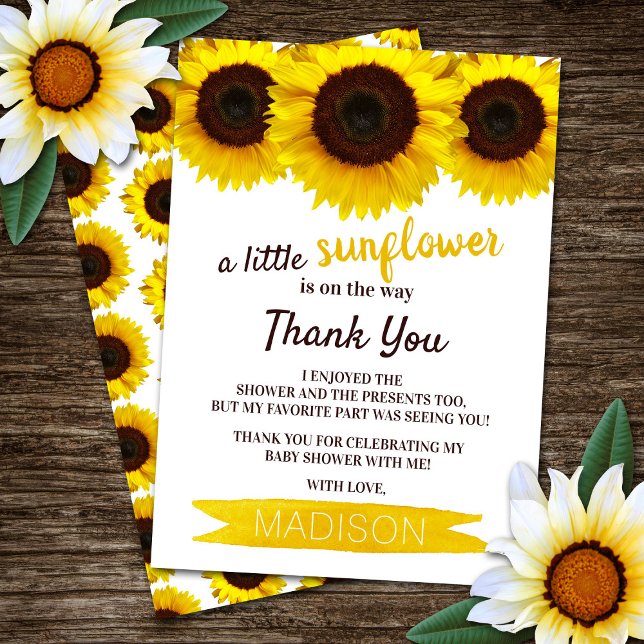 A Little Sunflower Is On The Way! Baby Shower Thank You Card (Creator Uploaded)