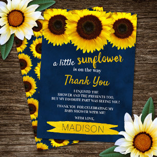 A Little Sunflower Is On The Way! Baby Shower Thank You Card