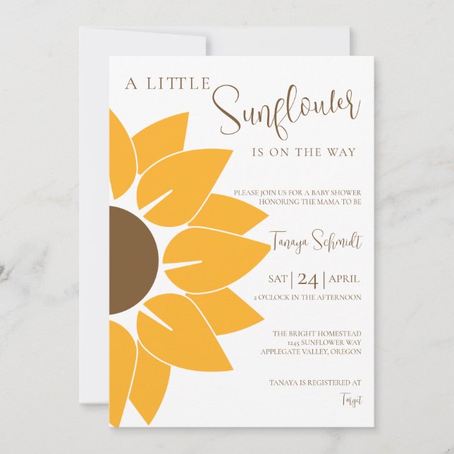 A Little Sunflower Is On The Way Invitation (Front)