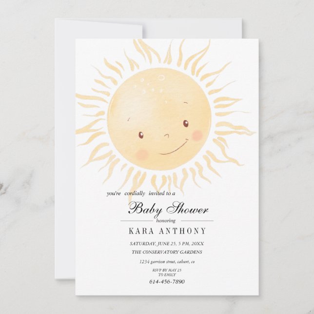 A Little Sunshine Baby Shower Invitation (Front)