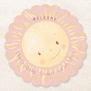 A Little Sunshine Personalised Baby Shower Paper Coaster
