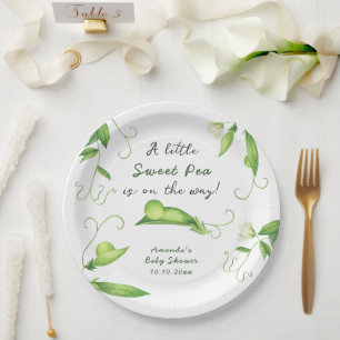 A Little Sweet Pea Is On The Way Baby Shower Paper Plate