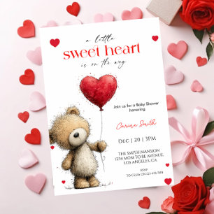 A  Little Sweetheart  bear Baby Shower  Invitation