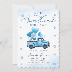 A little Sweetheart blue Truck Baby Shower Invitation