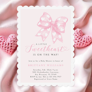 A Little Sweetheart Bow Baby Shower Invitation