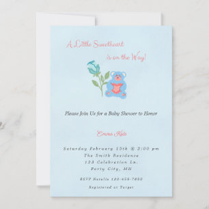 A Little Sweetheart Boy Baby Shower Invitation