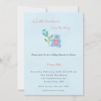 A Little Sweetheart Boy Baby Shower Invitation
