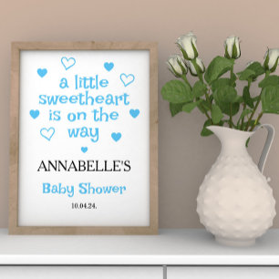 A little sweetheart Boy Baby Shower Welcome Poster