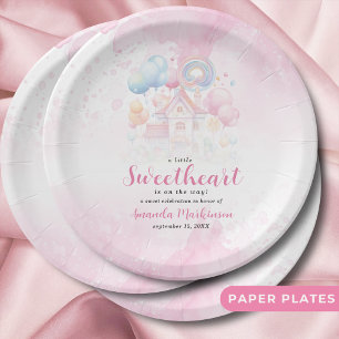 A Little Sweetheart Candy Baby Shower Paper Plate
