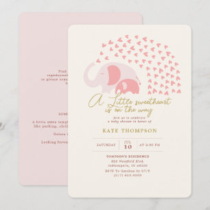 A little Sweetheart Elephant Girl Baby Shower Invitation