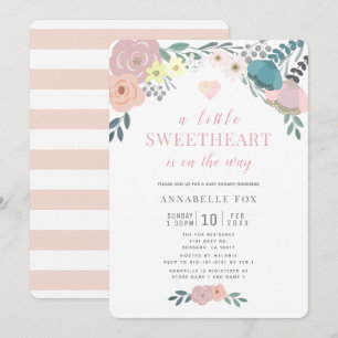 A Little Sweetheart Floral Valentine's Baby Shower Invitation