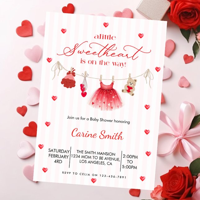 A  Little Sweetheart  Girl Baby Shower  Invitation (Creator Uploaded)