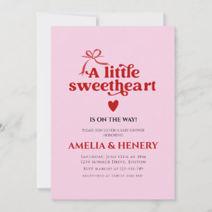 A Little Sweetheart Girl hearts Baby Shower Invita Invitation