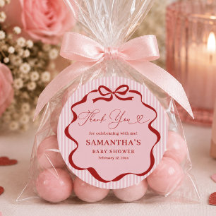 A Little Sweetheart Girl Valentines Baby Shower Classic Round Sticker