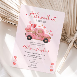 A Little Sweetheart Hearts Truck Baby Shower Invitation