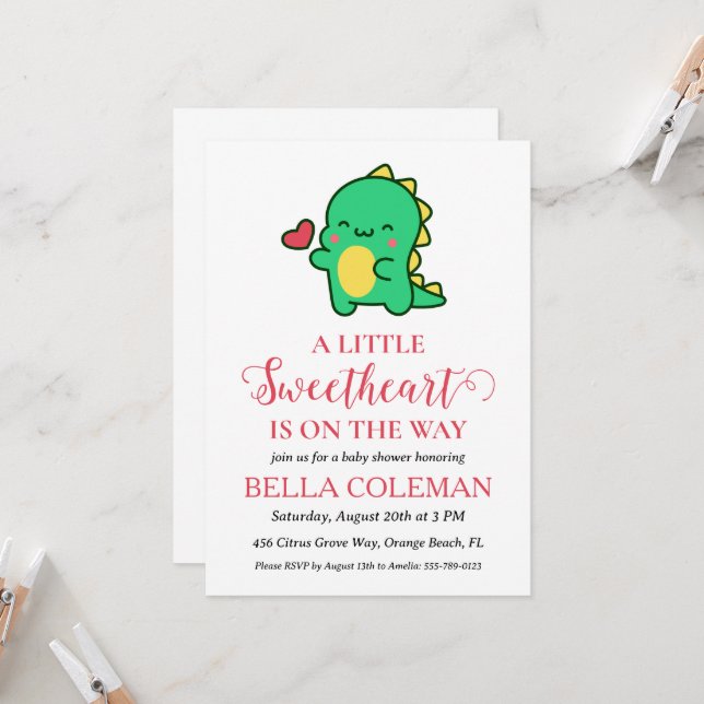 a little sweetheart is on the way baby shower invitation (Front/Back In Situ)