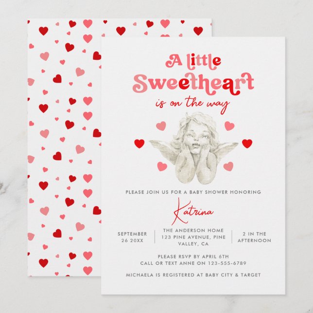 A Little Sweetheart Is On The Way Baby Shower Invitation (Front/Back)