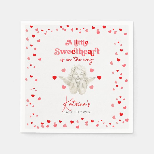 A Little Sweetheart Is On The Way Baby Shower Napkin (Front)